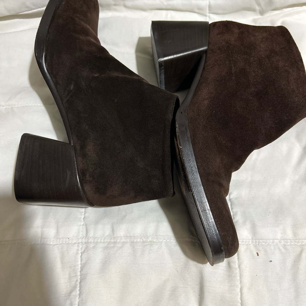 Via Spiga Dark Brown Suede Ankle Boots - Picture 6 of 8
